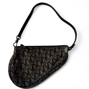 Christian Dior Vintage Black Monogram Saddle Bag – Preloved